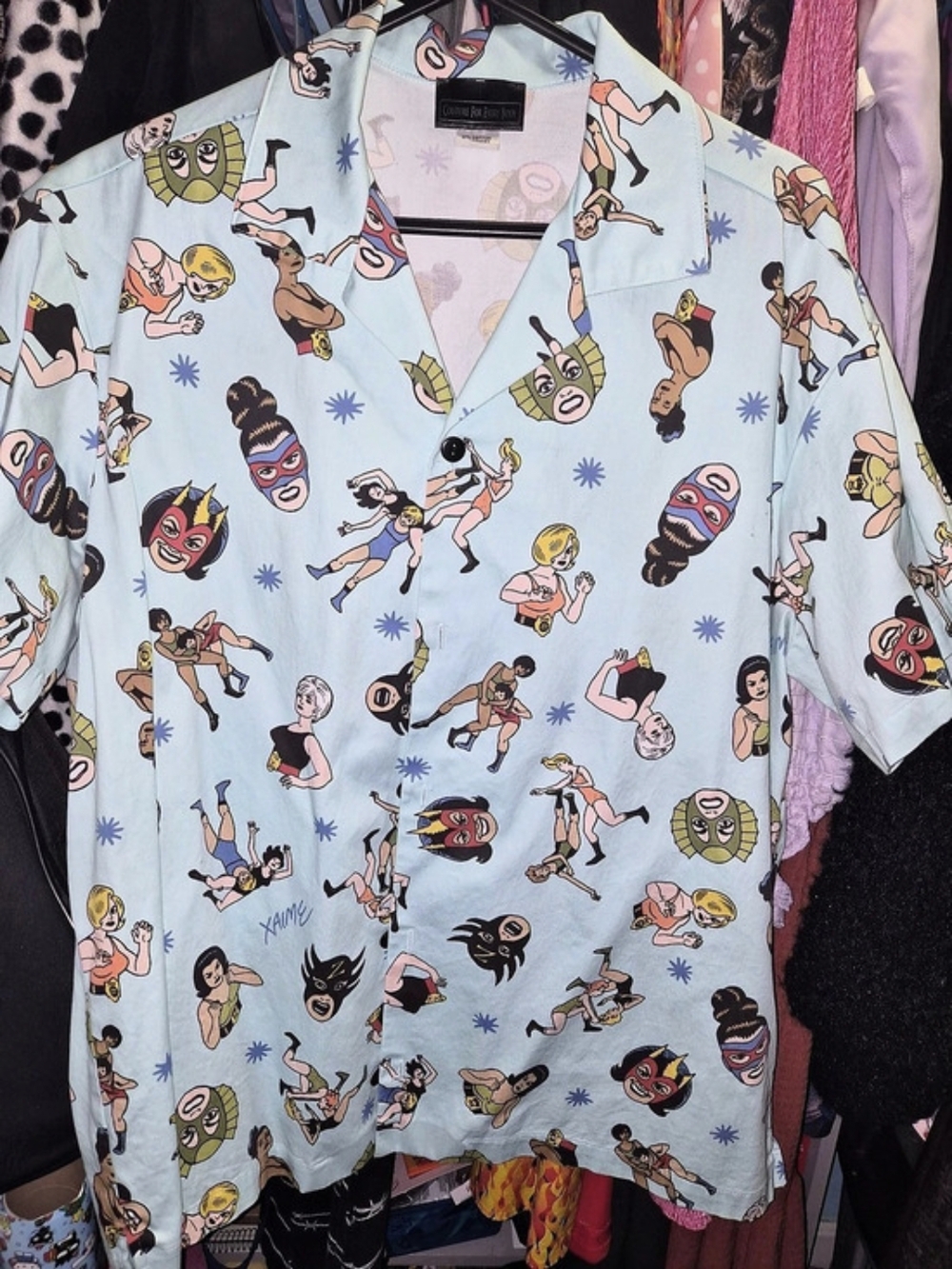 Pin-Up Girl Clothing X Los Bros Hernandez Lady Wreslter Button Down
